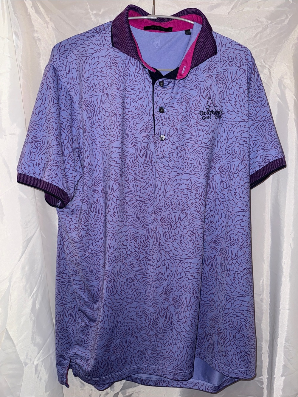Greyson Lavender Floral-Print Golf Polo with Contrast Trim